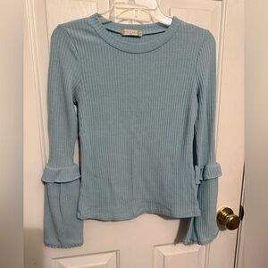 Altar'd State Blue Ribbed Bell Sleeve Top *GOOD USED CONDITION*